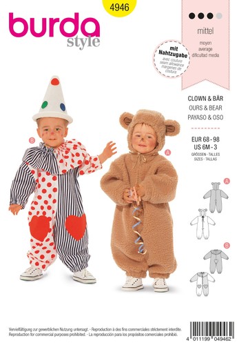 Schnittmuster clown bär - schnittmuster,